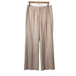 Chadwicks Wide Leg Linen Trouser Women 14 Tan Hi Rise Summer Resort Quiet Luxury